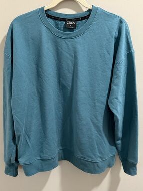ZELOS Women Teal-Blue Crewneck Pullover